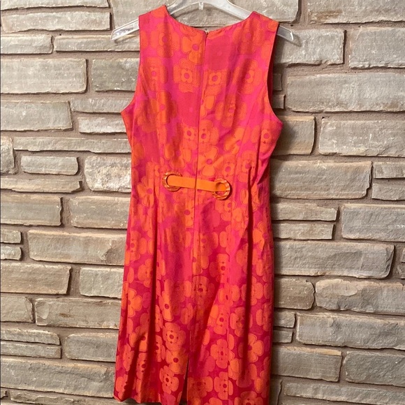 Chetta B Elegant Pink and Orange Sleeveless Dress Size 6 - Picture 6 of 11